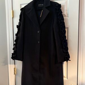 The Fifth Label Black Trench Coat with Ruffle Sleeves